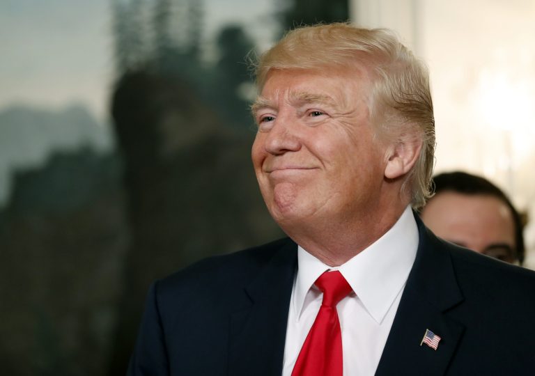 President Trump offered an enthusiastic thank you to Steve Bannon for serving in his campaign and White House on Saturday, one day after the chief strategist parted ways with the administration. (AP Photo/Alex Brandon)