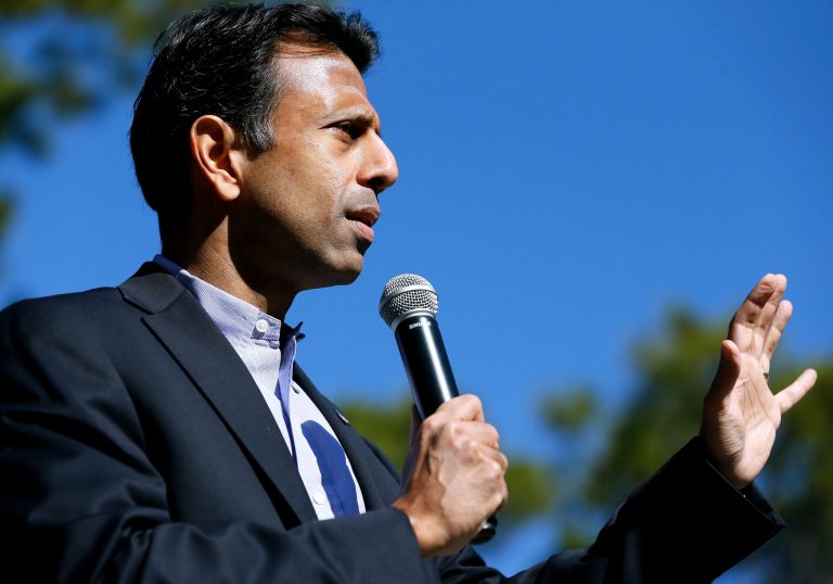 Louisiana Gov. Bobby Jindal speaks to a crowd, Saturday, Jan. 24, 2015, in Baton Rouge, La. Gov. (AP Photo/Jonathan Bachman)