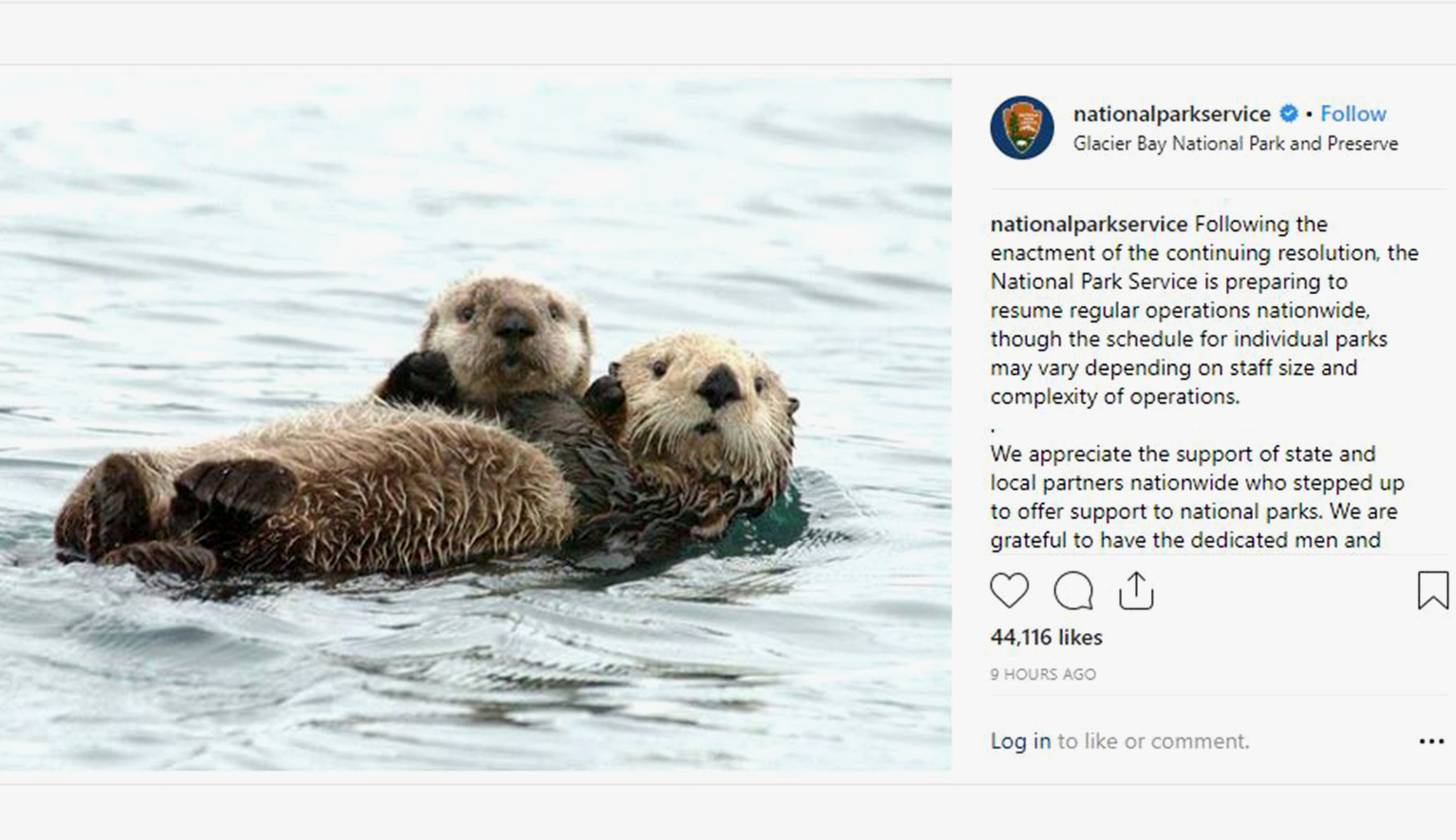 National parks take to social media to celebrate the end of the shutdown