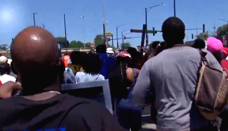 Protesters march against gun violence in Chicago.