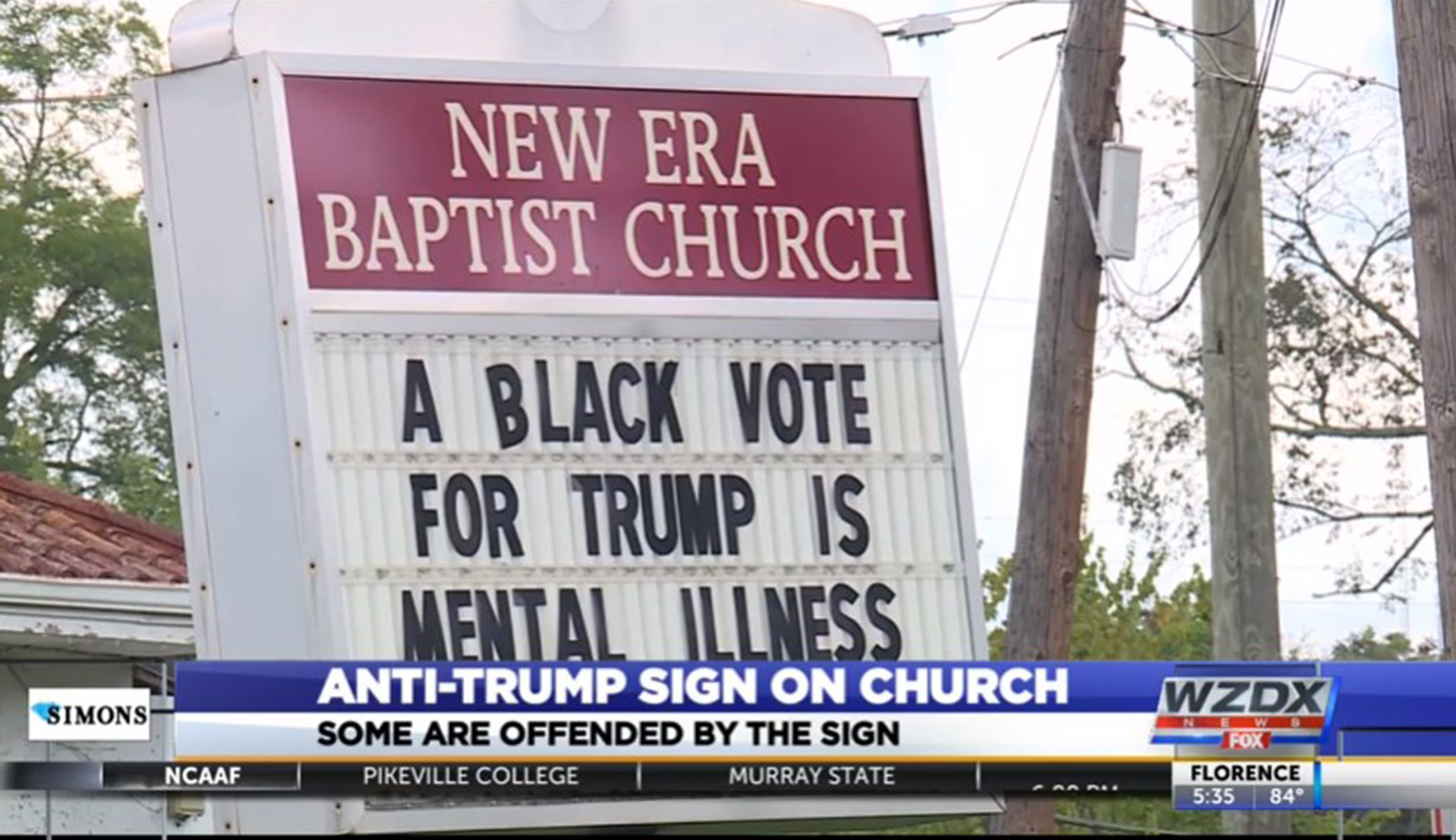 Alabama church sign says black people who vote for Trump have a ‘mental illness’