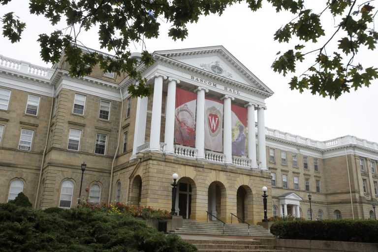 An outside view of Bascom Hall on the campus of the University of Wisconsin on Oct. 12, 2013, in Madison, Wisconsin. (Photo by Mike McGinnis/Getty images)