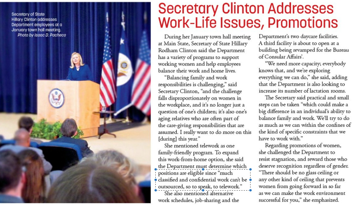 Hillary Flashback: ‘Classified and Confidential Work Can’t Be Outsourced … to Telework’