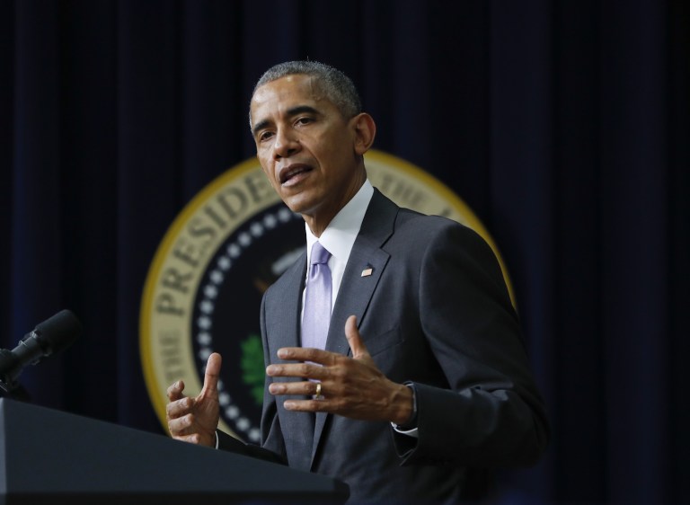 Fundraising email describes Obama as eclipsing the residents of Mount Rushmore. (AP Photo/Pablo Martinez Monsivais)