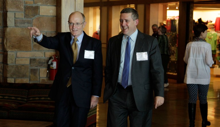 James Bullard, the president of the Federal Reserve Bank of St. Louis, said in an interview on Bloomberg TV that economic growth is likely to putter along at a 2 percent rate at least for the next year. (AP Photo/Ted S. Warren)