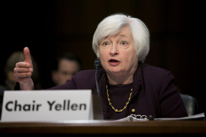 Federal Reserve Board Chairwoman Janet Yellen testified before a Senate Joint Economic Committee hearing entitled "The Economic outlook", Wednesday. Yellen said the economy was on track for solid growth. (Graeme Jennings/Washington Examiner)