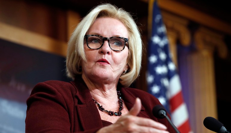 Sen. Claire McCaskill, D-Mo., announces her findings from an investigation into opioid prescriptions, Wednesday, Sept. 6, 2017, on Capitol Hill in Washington.