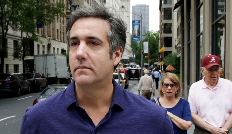 Michael Cohen, formerly a lawyer for President Trump, leaves his hotel in New York.