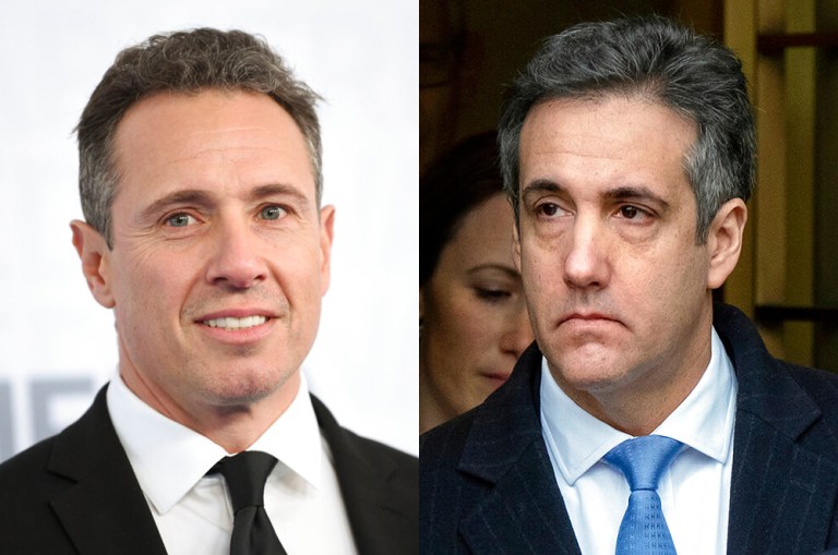 Chris Cuomo, left, and Michael Cohen, right.