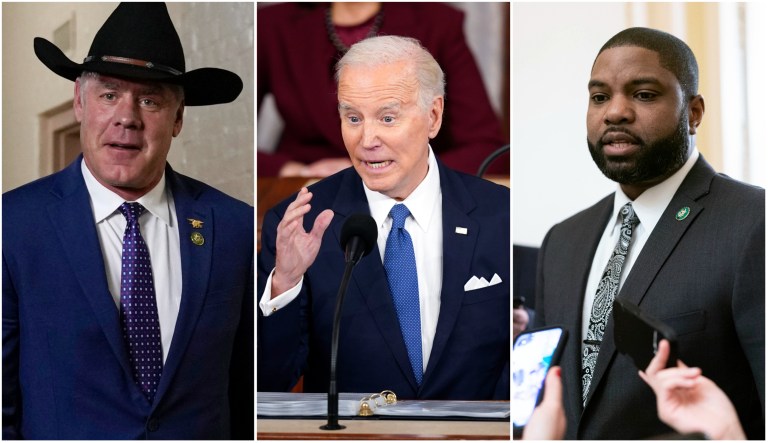 Rep. Ryan Zinke (R-MT), President Joe Biden, and Rep. Byron Donalds (R-FL)