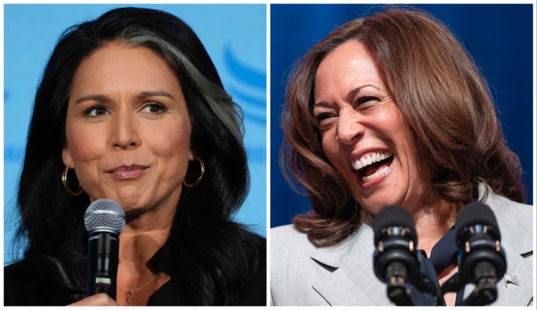 Tulsi Gabbard and Kamala Harris.