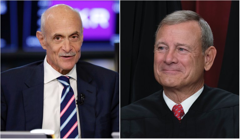 Former Homeland Security Secretary Michael Chertoff and Chief Justice John Roberts.