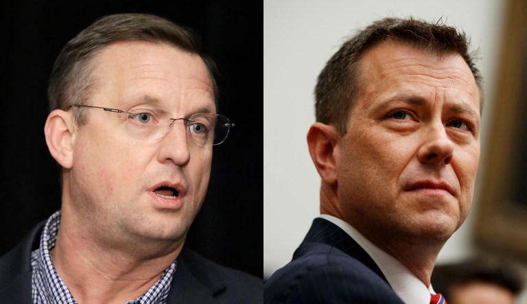 Doug Collins (left) and Peter Strzok (right) are seen.