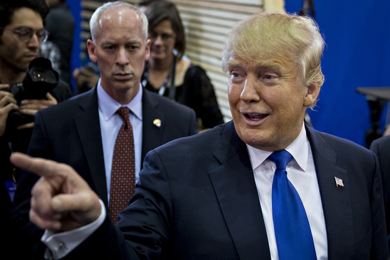 By stroke of luck or of genius, Trump being right on two big questions made the difference. (Bloomberg/Andrew Harrer)