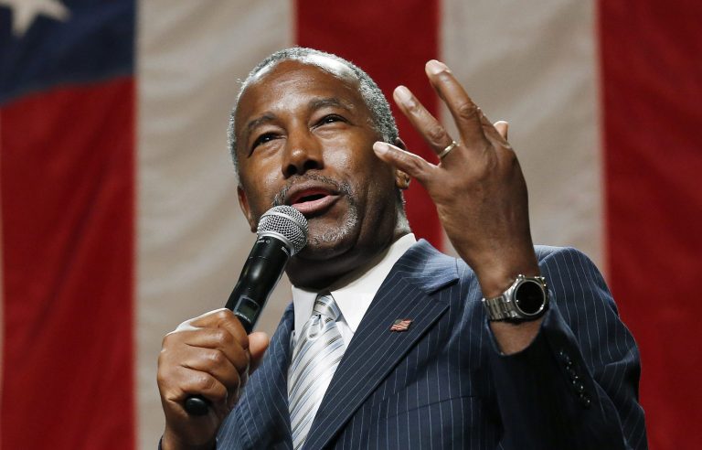 Republican presidential candidate Ben Carson delivers a speech to supporters in Phoenix. (AP Photo/Ross D. Franklin)