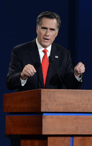 Mitt Romney speaks at the presidential debate at the University of Denver (Getty Images)