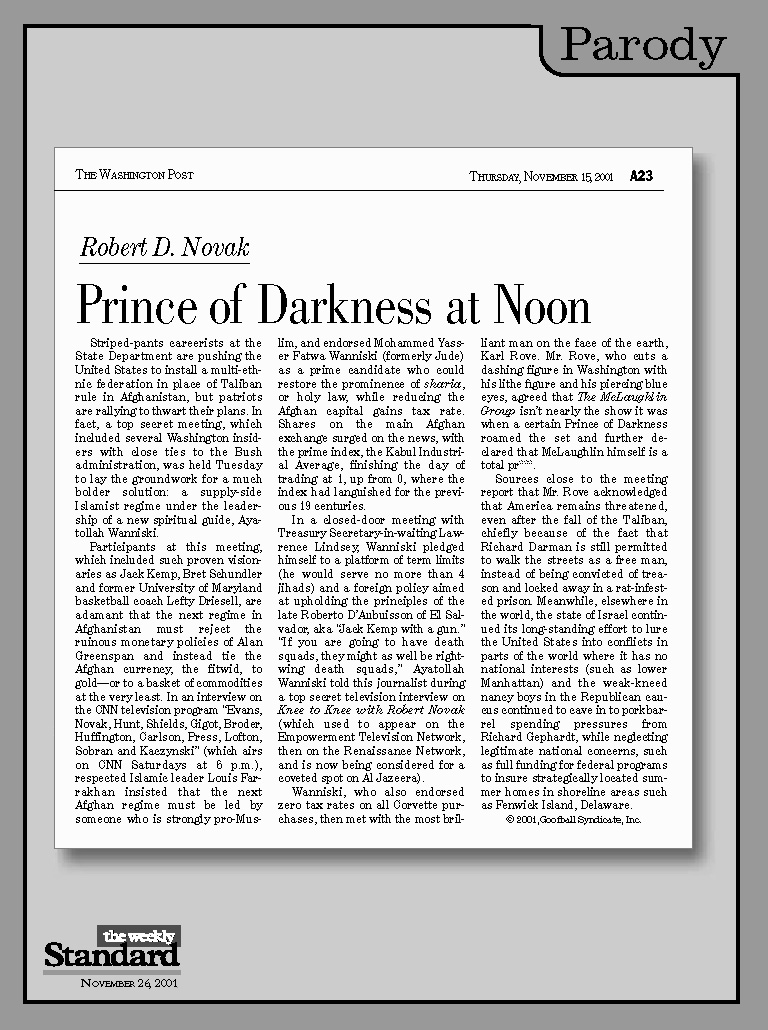 Robert Novak, Prince of Darkness at Noon.