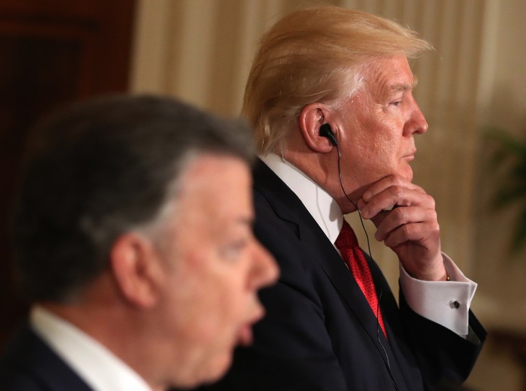 Trump shot down a reporter at a joint press conference Thursday. (AP Photo/Andrew Harnik)