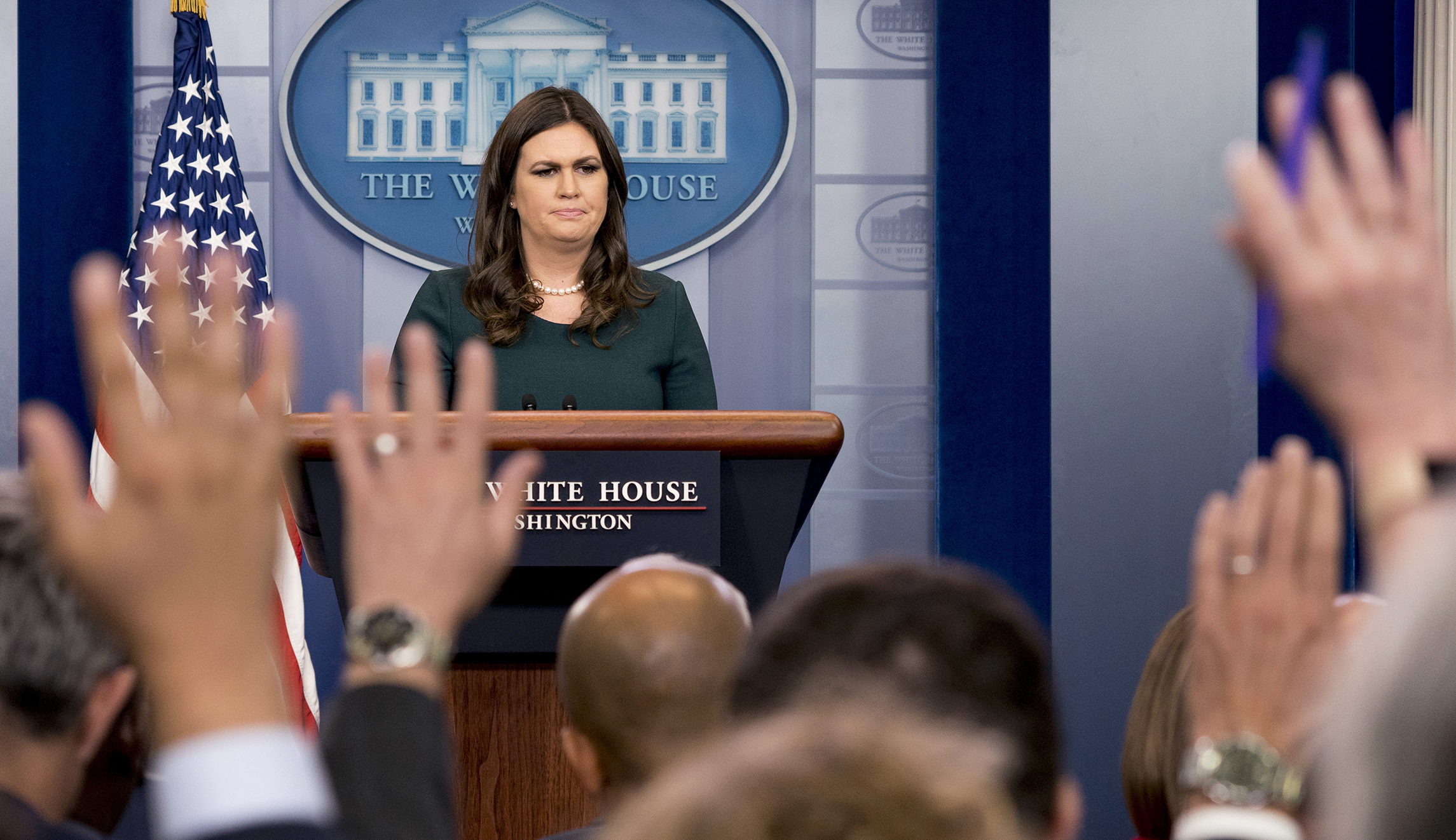 Sarah Sanders blames press for ‘conspiracy theories’ cited by George W. Bush