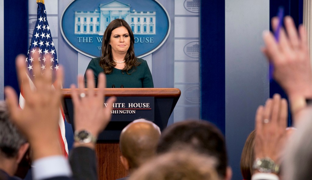 Sarah Sanders blames press for ‘conspiracy theories’ cited by George W. Bush