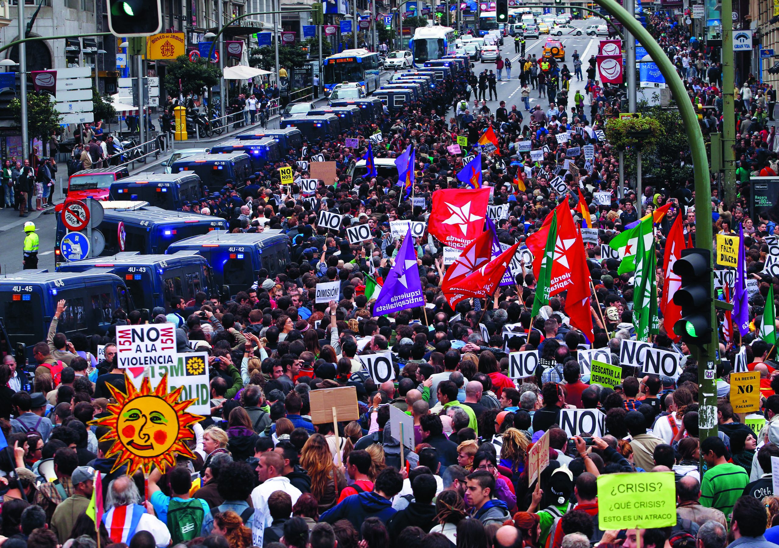 Spaniards rage against austerity near Parliament