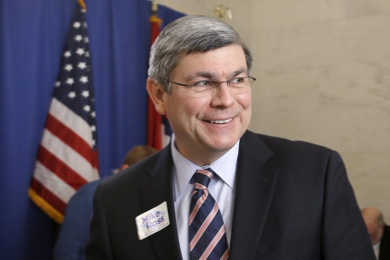 Former Congressman Mike Ross arrives at the Arkansas state Capitol in Little Rock, Ark., to file to run for governor as a Democrat on Feb. 26. (AP/Danny Johnston)