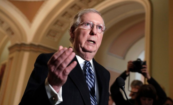 "We don't want to lose the seat, and this looks like a pretty formidable candidate," said Senate Majority Leader Mitch McConnell, R-Ky. (AP Photo/J. Scott Applewhite)