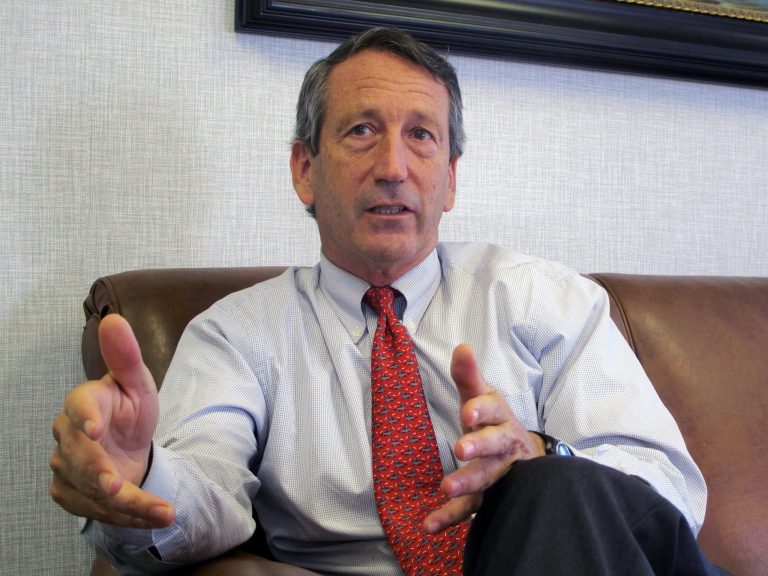 In this Dec. 18, 2013, file photo, U.S. Rep. Mark Sanford, R-S.C., discusses his first months back in Congress during an interview in Mount Pleasant, S.C. (AP Photo/Bruce Smith, File)