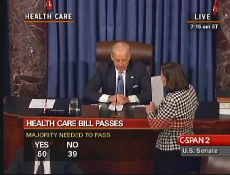 If the Democrats hold a 50-50 tie in the Senate, Vice President Joe Biden will be called in to break the vote. AP Photo