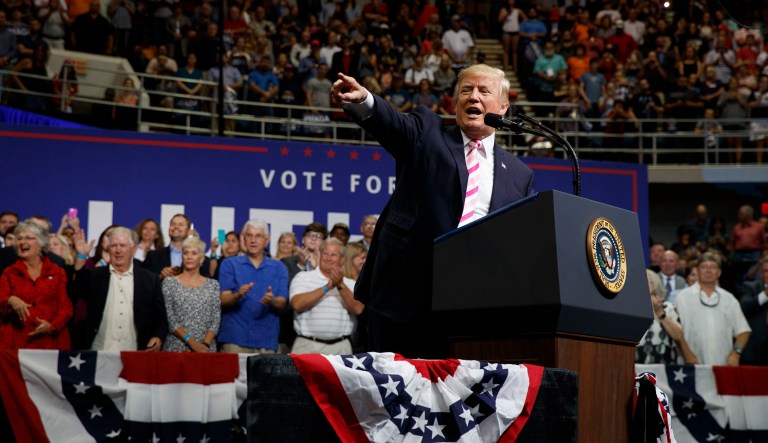 President Trump, during a campaign rally for Senate candidate Luther Strange, said there is still a chance to repeal and replace Obamacare. (AP Photo/Evan Vucci)