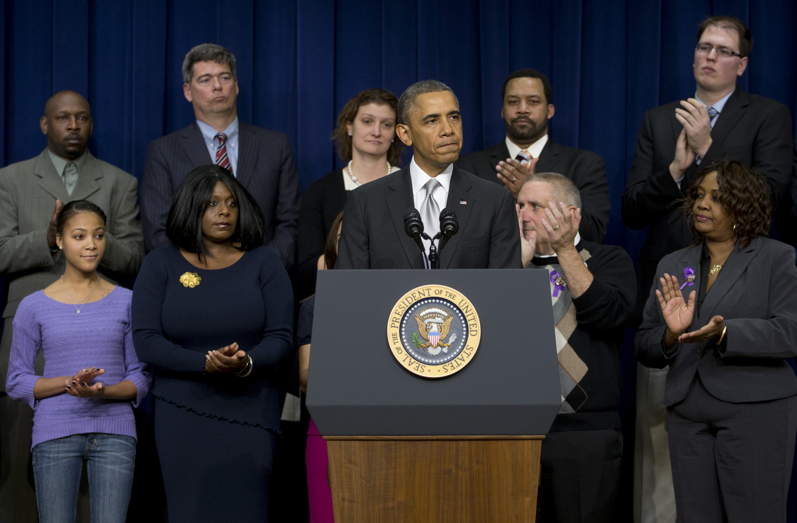 Who was standing behind Obama today? White House won’t say