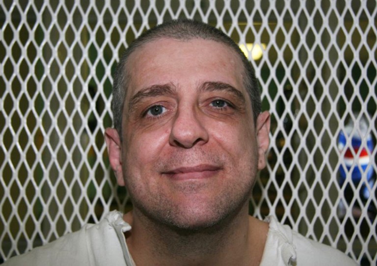 FILE - This Dec. 16, 2009 shows death row inmate Hank Skinner in the visiting area of the Texas Department of Criminal Justice's Polunksy Unit in West Livingston, Texas. Texas State District Judge Steven Emmert has ruled that Skinner would have been convicted of killing his girlfriend and her two sons in 1993 even if his original defense attorney had introduced DNA test results. (AP Photo/Michael Graczyk, File)