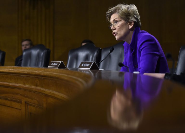 In this Feb. 25, 2015 file photo, Sen. Elizabeth Warren, D-Mass. speaks on Capitol Hill in Washington. (AP Photo/Susan Walsh, File)