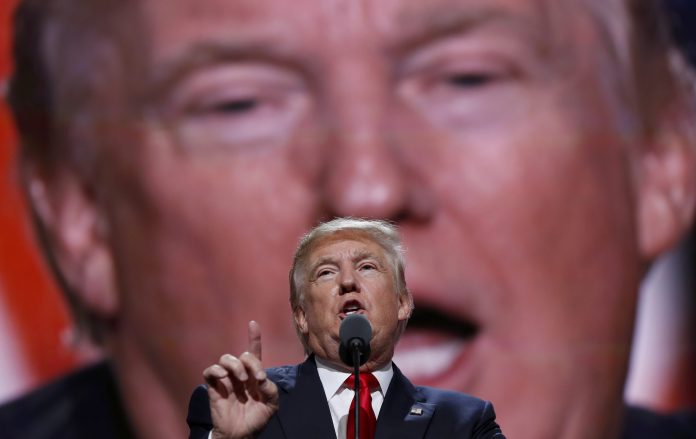 Republican Presidential Candidate Donald Trump, speaks during the final day of the Republican National Convention in Cleveland, Thursday, July 21, 2016. (AP Photo/Carolyn Kaster)