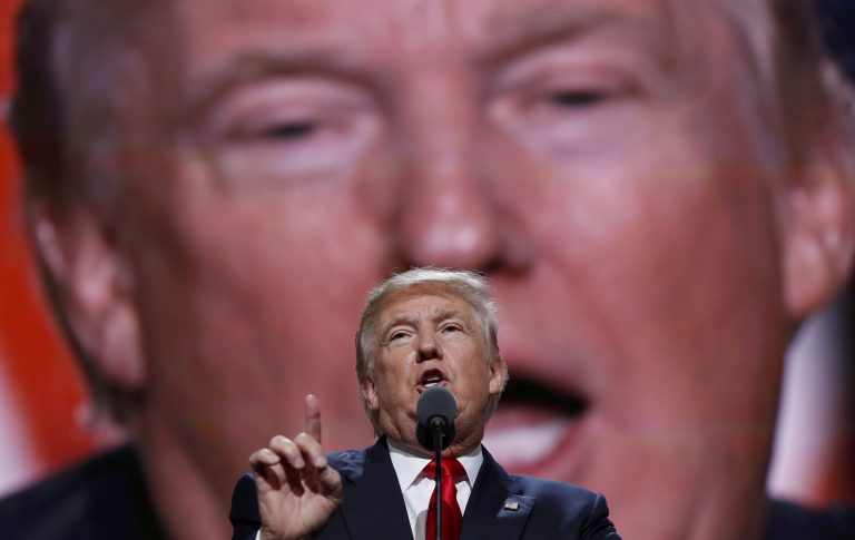 Republican Presidential Candidate Donald Trump, speaks during the final day of the Republican National Convention in Cleveland, Thursday, July 21, 2016. (AP Photo/Carolyn Kaster)