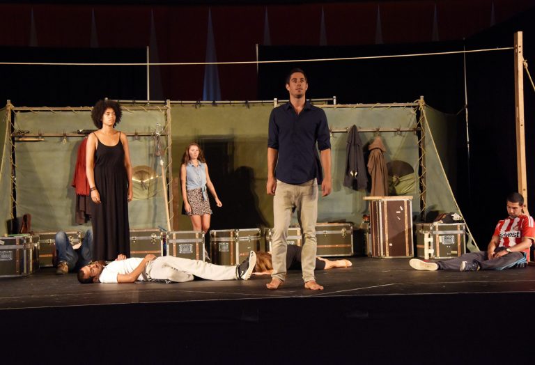 This image released by British Consulate-General shows the cast of Shakespeare's Globe production of 