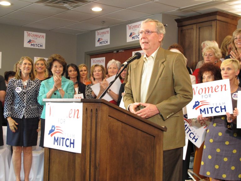 Democrats say it will be harder for McConnell, 71, to attack the youthful, energetic Grimes, 34, who they say can win the backing of women and voters in western Kentucky. (AP Photo/Bruce Schreiner)
