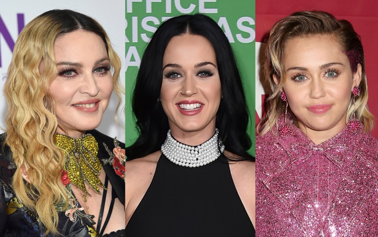 Hollywood celebrities like Madonna, Katy Perry and Miley Cyrus were ready to celebrate Donald Trump's defeat in the November election, right up until he pulled off a shocking victory against Hillary Clinton. (Photo by Evan Agostini/Invision/AP)