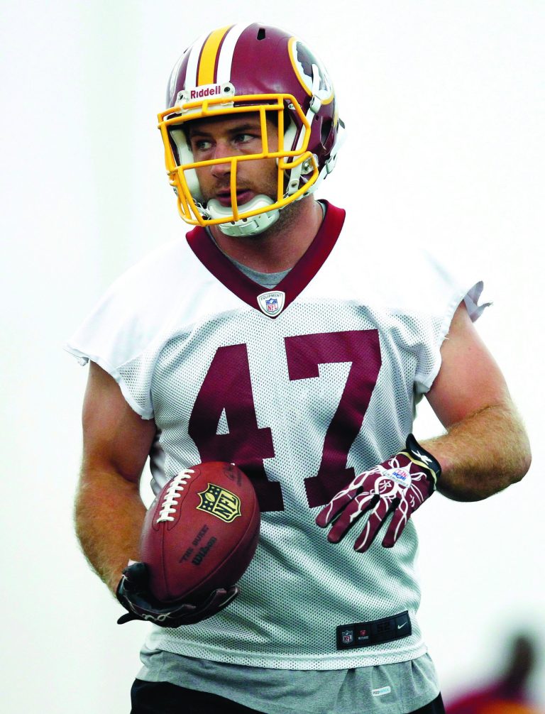 Washington Redskins tight end Chris Cooley looks on during NFL football practice at Redskins Park in Ashburn, Va., Tuesday, June 12, 2012. (AP Photo/Pablo Martinez Monsivais)