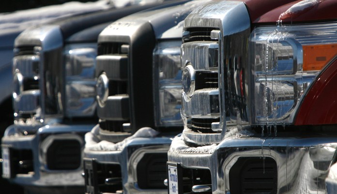 Drivers have accused Ford of "knowingly installing emissions-cheating software devices" in F-250 and F-350 Super Duty truck models, although the company marketed the trucks as "the cleanest super diesel ever." (AP Photo/Toby Talbot)