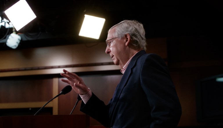 Senate Democrats clamored to hold a vote to end debate on a government spending bill Thursday night, but Senate Majority Leader Mitch McConnell, R-Ky., rejected that idea in what some saw as a bid to ramp up the pressure on Democrats to support the measure on Friday, just hours before the shutdown. (AP Photo/J. Scott Applewhite)