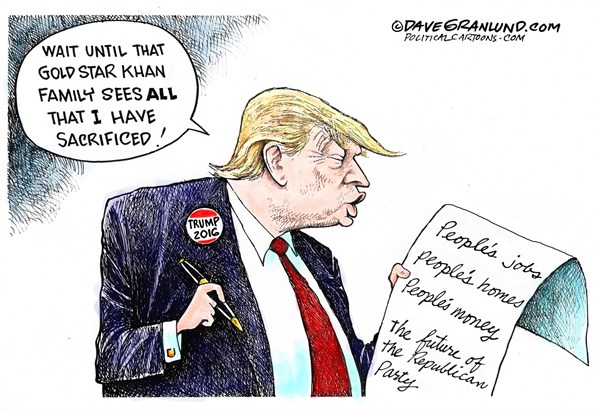 Editorial cartoon: Trump’s sacrifices