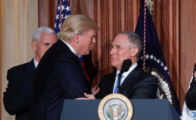 President Trump reportedly told multiple confidantes, including EPA Administrator Scott Pruitt, that he has made his mind up to exit the international pact which seeks to reduce global greenhouse gas emissions. (AP Photo/Pablo Martinez Monsivais)