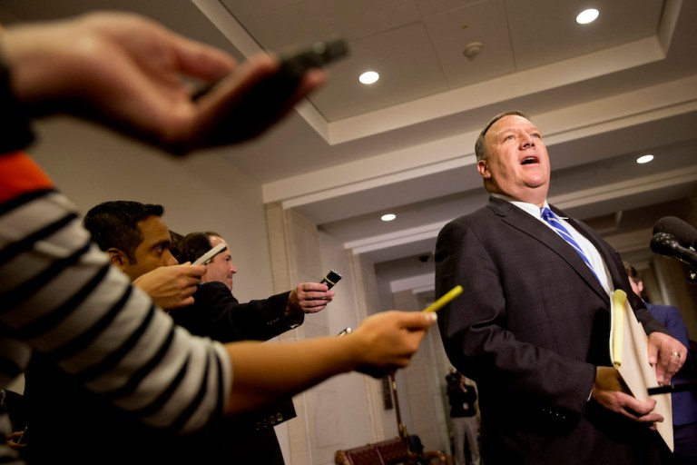 House Benghazi Committee member Rep. Mike Pompeo, R-Kansas,Â defended the length of the Benghazi investigation, which began in May 2014.Â (AP Photo/Jacquelyn Martin)