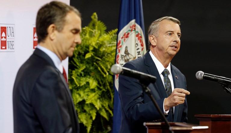 A new poll shows Republican gubernatorial candidate Ed Gillespie is within the margin of error of Democratic candidate Lt. Gov. Ralph Northam, three weeks before the Virginia governor's race. (AP Photo/Steve Helber)