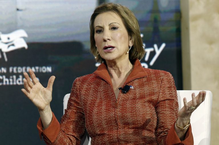 Republican presidential candidate Carly Fiorina, the former Hewlett-Packard chief executive, speaks during an event, Aug. 19, 2015, in New Hampshire. (AP Photo/Jim Cole)