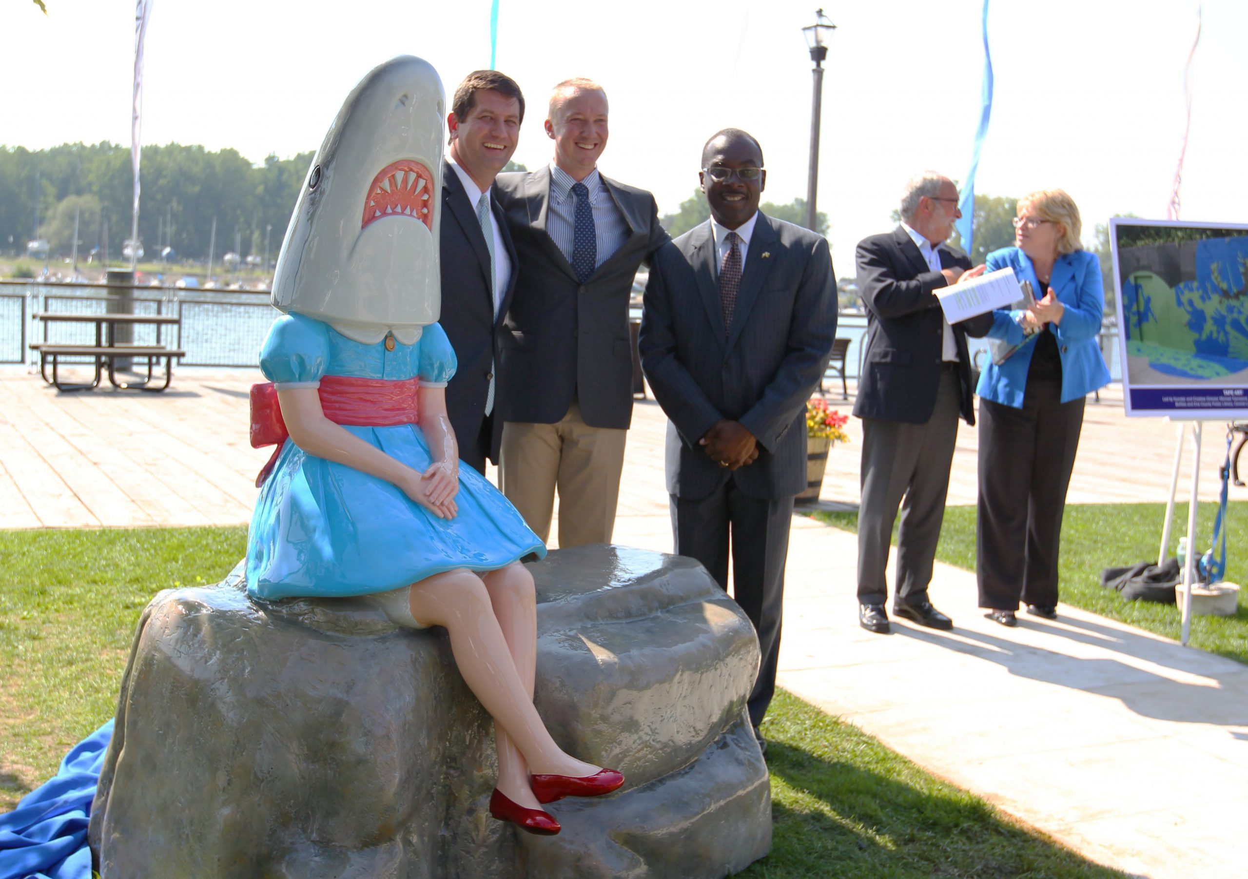 Shark Girl statue debuts in Buffalo