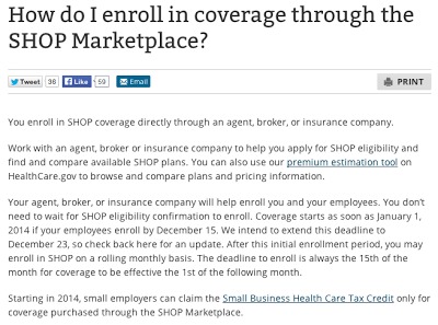 Obamacare Website Scrubs References to Online Functions of SHOP
