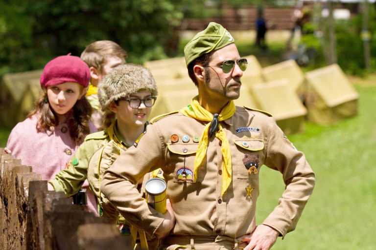 In this film image released by Focus Features, from left, Kara Hayward, Jared Gilman and Jason Schwartzman are shown in a scene from 