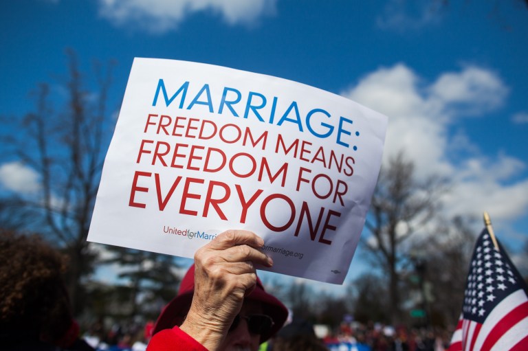 The California Supreme Court on Monday refused to stop gays from marrying while it considers a request by same-sex marriage opponents to resurrect the stateâs controversial Proposition 8 law. (AP Photo)